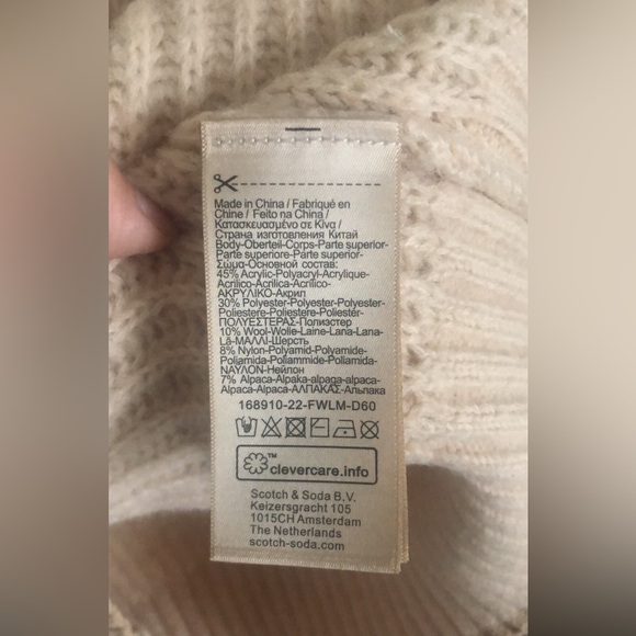 Scotch & Soda Puff Sleeve Ribbed Sweater Wool Alpaca Blend Long Sleeve XL - Picture 9 of 9